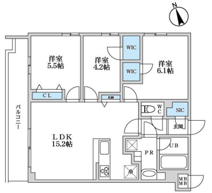 東京都杉並区宮前4丁目の賃貸マンションの間取り