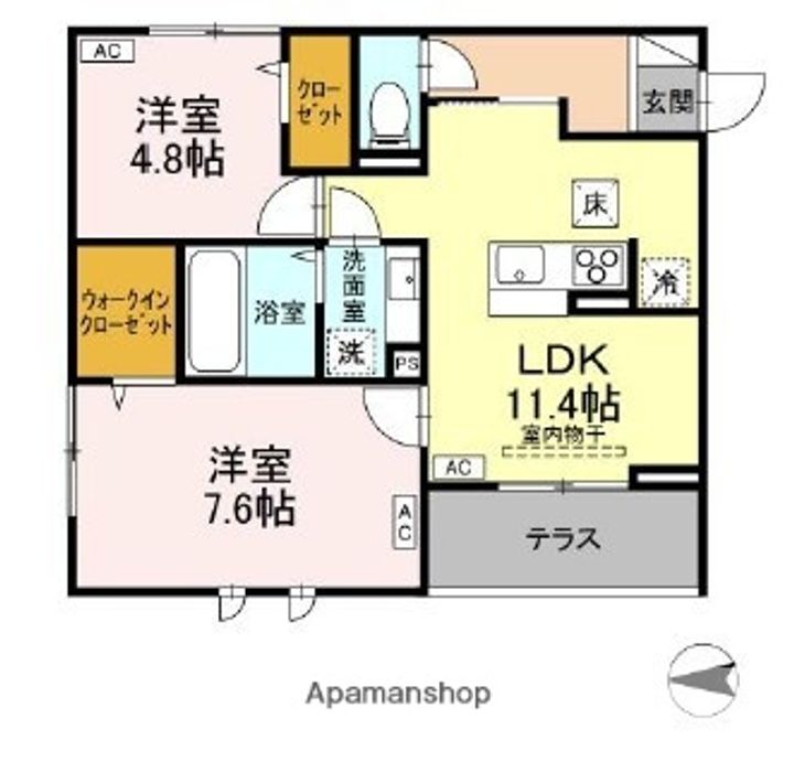 東京都練馬区関町東1丁目の賃貸アパートの間取り