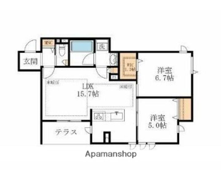 東京都杉並区永福2丁目の賃貸マンションの間取り