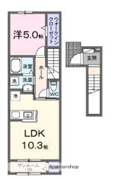東京都小金井市関野町2丁目の賃貸アパートの間取り