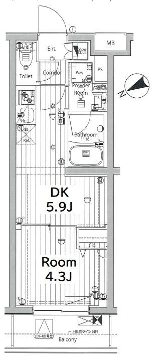 メイクス若松河田307号室の間取り
