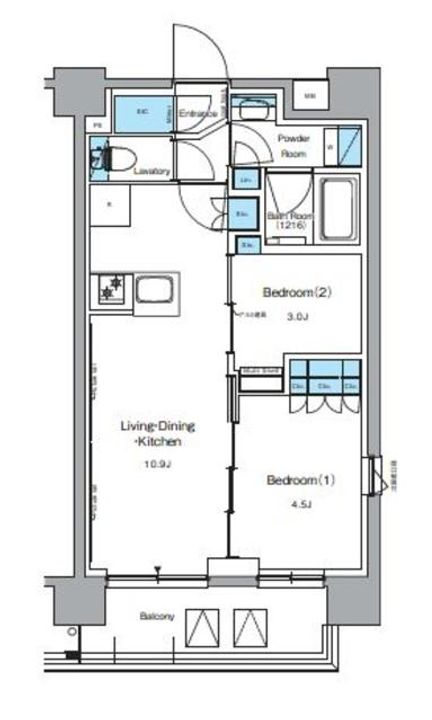 ルフォンプログレ押上EASTの間取り