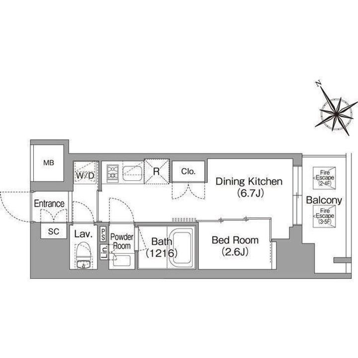 バウスフラッツ蔵前の間取り
