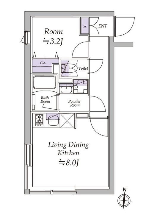 アトリオフラッツ清澄白河の間取り