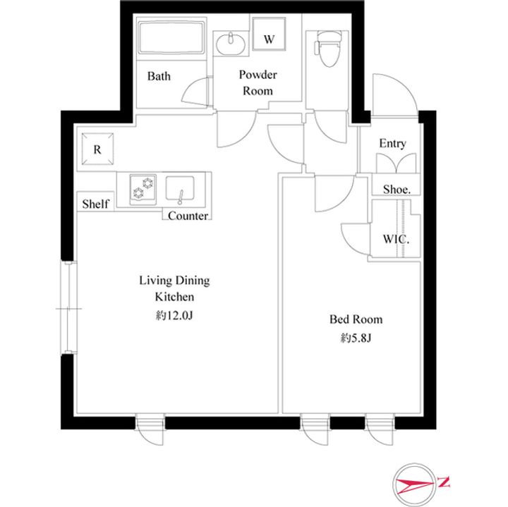 グローリオシェルト神宮前の間取り