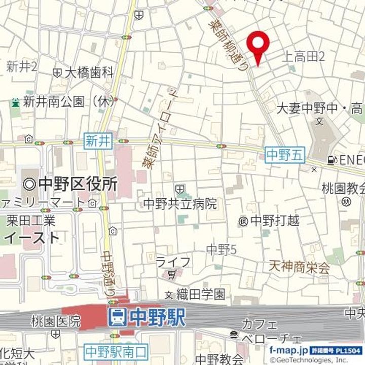 東京都中野区上高田2丁目の賃貸マンションの周辺