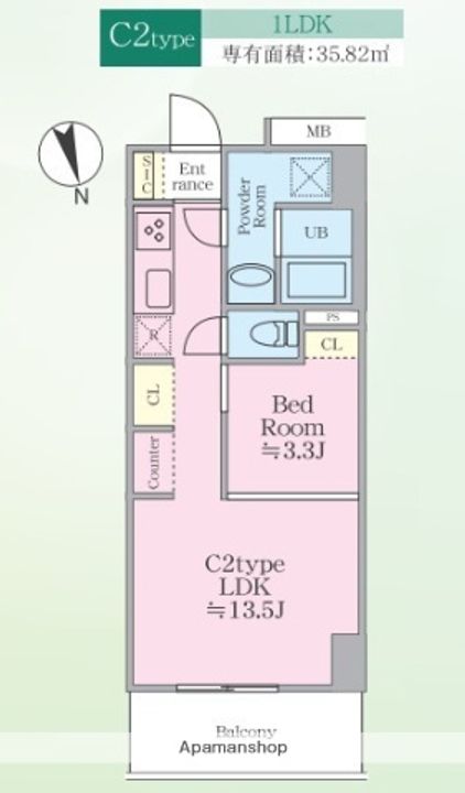 東京都杉並区荻窪4丁目の賃貸マンションの間取り