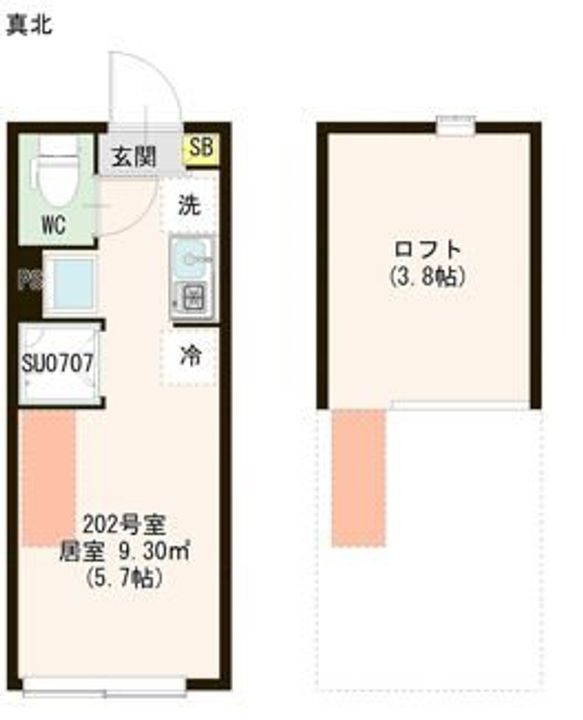 ハーモニーテラス若宮Ⅵ202号室の間取り