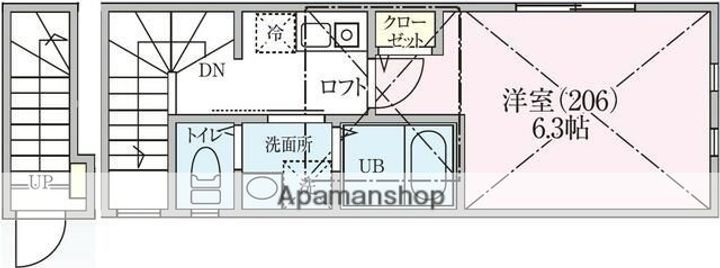 PLUSTSHIMOMARUKO206-1の間取り