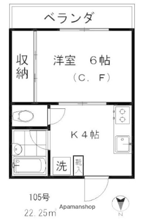 みなともハイツ旗の台105の間取り
