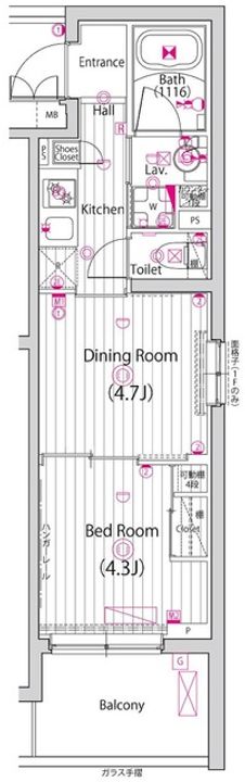 東京都板橋区板橋4丁目の賃貸マンションの間取り