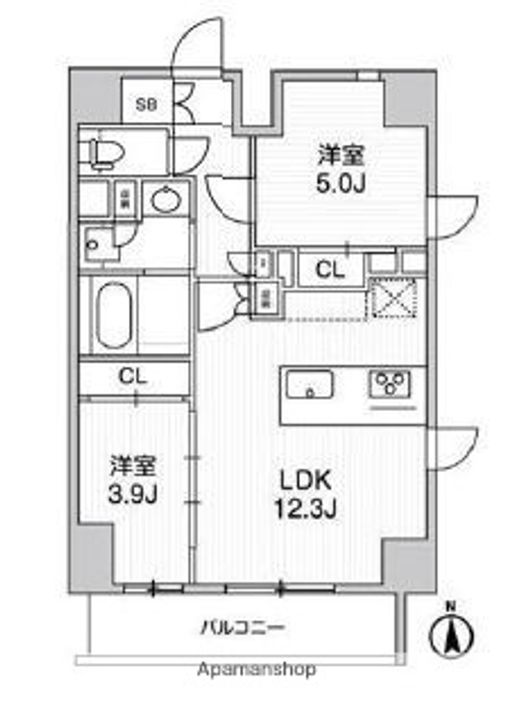 東京都荒川区荒川7丁目の賃貸マンションの間取り