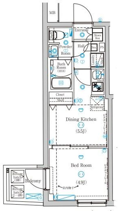 東京都北区東十条3丁目の賃貸マンションの間取り
