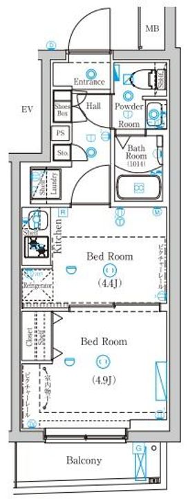 東京都北区東十条3丁目の賃貸マンションの間取り