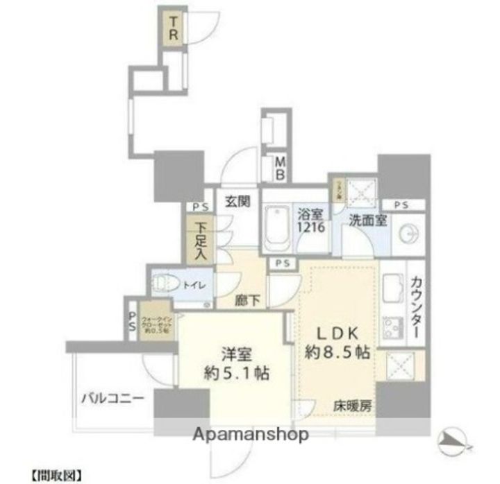 東京都豊島区南池袋1丁目の賃貸マンションの間取り