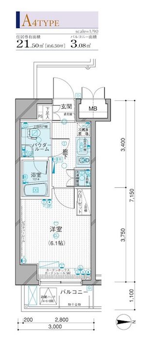 東京都墨田区太平1丁目の賃貸マンションの間取り