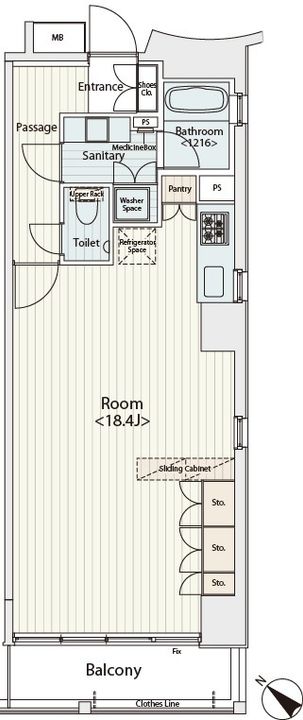 東京都中央区八丁堀3丁目の賃貸マンションの間取り