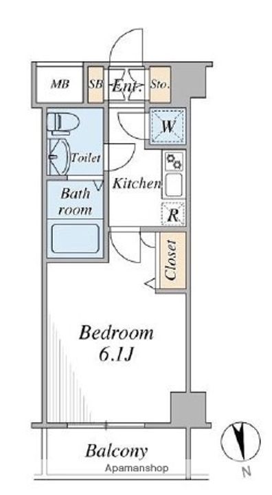 東京都江東区牡丹3丁目の賃貸マンションの間取り
