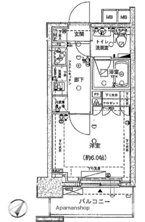 東京都中央区月島3丁目の賃貸マンションの間取り