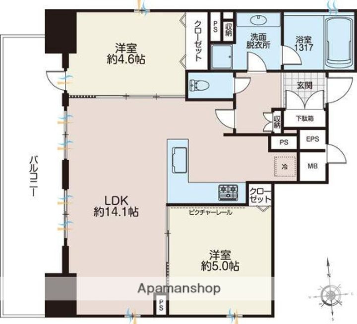東京都台東区浅草橋4丁目の賃貸マンションの間取り