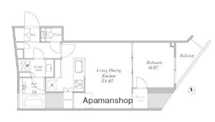 東京都台東区蔵前4丁目の賃貸マンションの間取り
