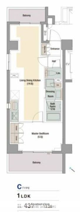 東京都中央区勝どき3丁目の賃貸マンションの間取り