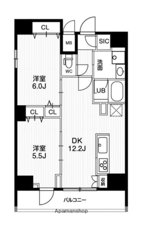 東京都墨田区緑2丁目の賃貸マンションの間取り