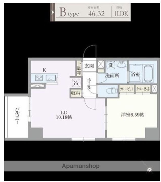 東京都中央区日本橋箱崎町の賃貸マンションの間取り