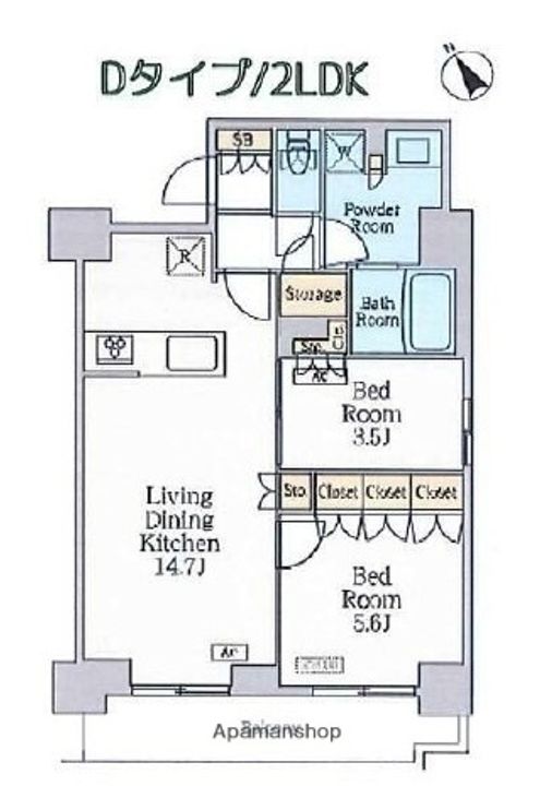 東京都江東区永代1丁目の賃貸マンションの間取り