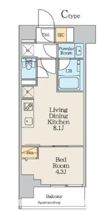 東京都墨田区吾妻橋2丁目の賃貸マンションの間取り