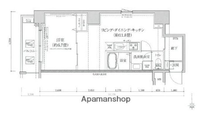 東京都台東区今戸1丁目の賃貸マンションの間取り