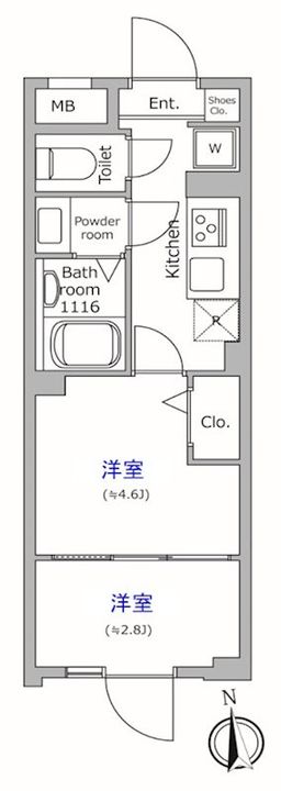 グローリオシェルト池袋本町の間取り