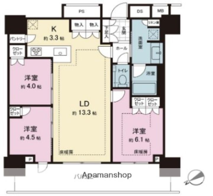 東京都北区上十条2丁目の賃貸マンションの間取り