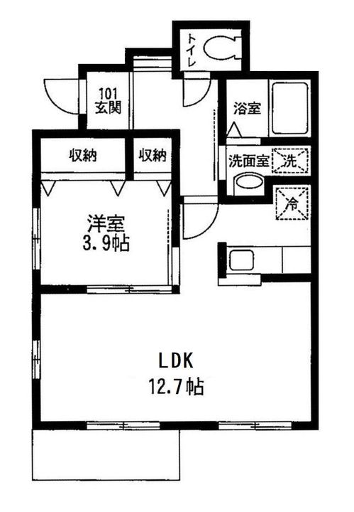 シャルマン101号室の間取り