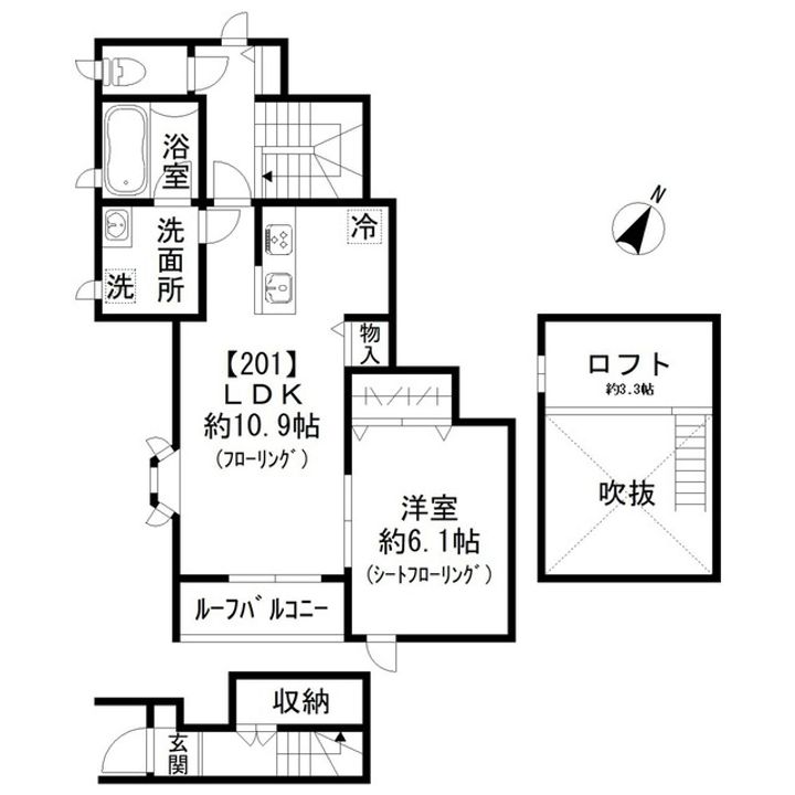 東京都目黒区上目黒5丁目の賃貸アパートの間取り