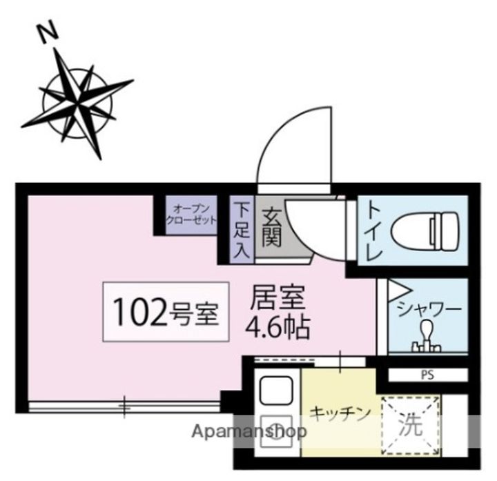 東京都世田谷区世田谷4丁目の賃貸アパートの間取り