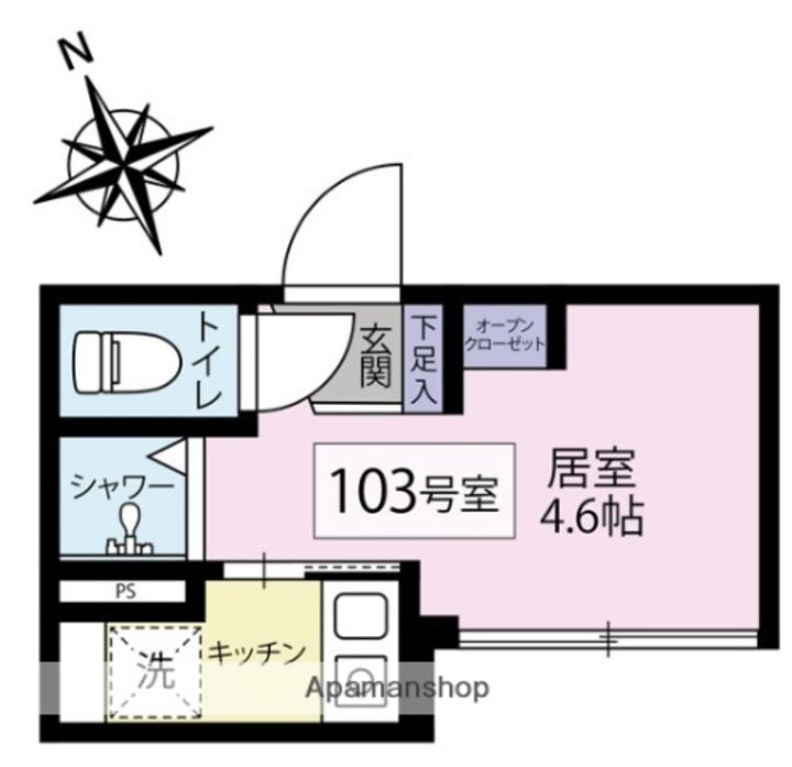東京都世田谷区世田谷4丁目の賃貸アパートの間取り