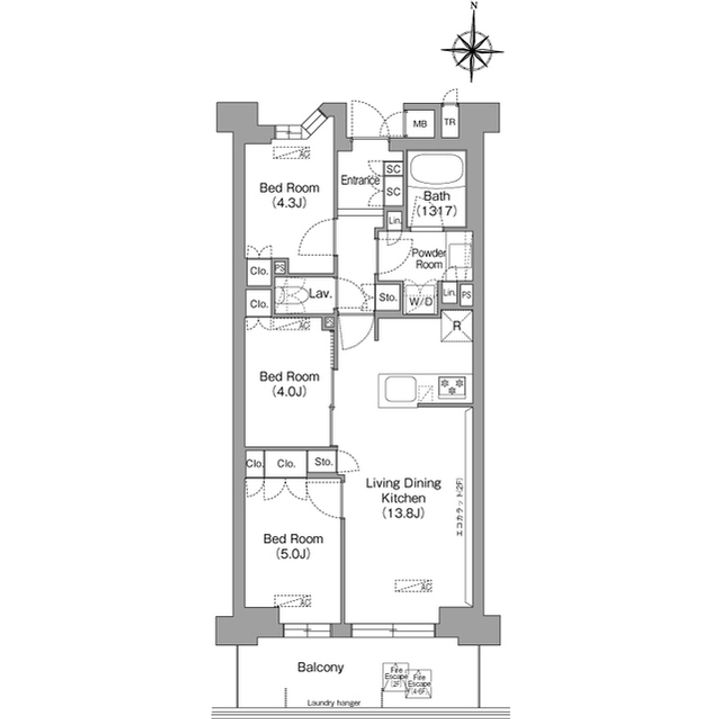 コンフォリア・リヴ八坂富士見の間取り