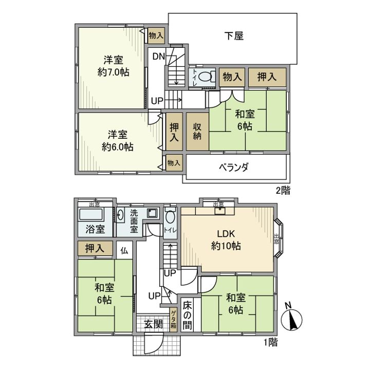 東京都東中市若松町5丁目(一戸建)の賃貸物件戸建ての間取り