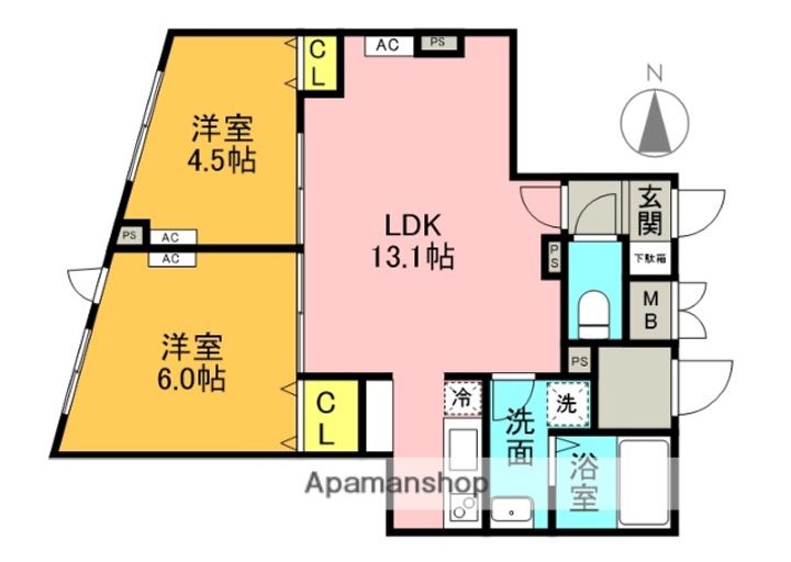 東京都中野区本町3丁目の賃貸マンションの間取り