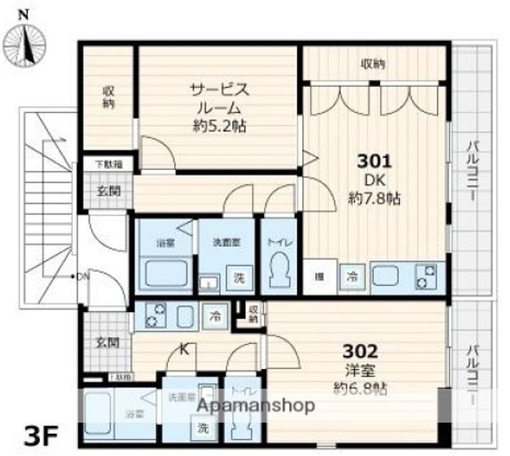 東京都杉並区高円寺南1丁目の賃貸アパートの間取り