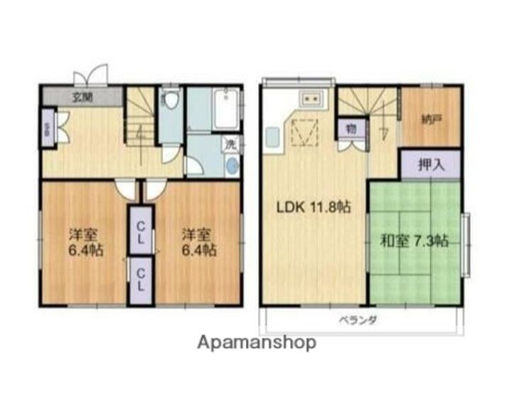 東京都国立市西2丁目(一戸建)の賃貸物件の間取り