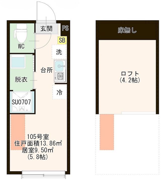 東京都板橋区舟渡1丁目の賃貸アパートの間取り