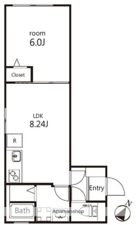 東京都渋谷区幡ヶ谷3丁目の賃貸マンションの間取り