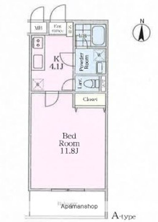 東京都足立区東綾瀬1丁目の賃貸マンションの間取り