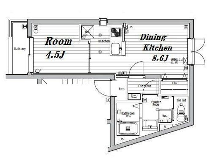 東京都目黒区目黒本町1丁目の賃貸マンションの間取り