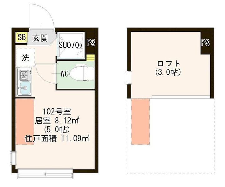 東京都板橋区中台1丁目の賃貸アパートの間取り