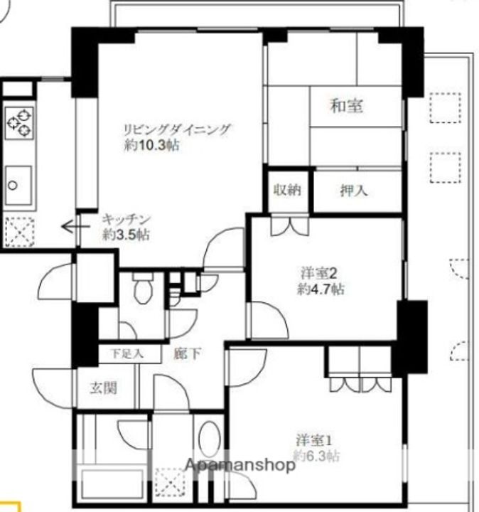 東京都江東区白河1丁目の賃貸マンションの間取り