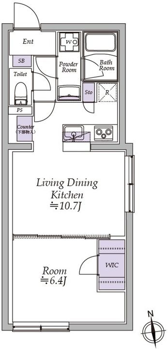 東京都中野区大和町3丁目の賃貸マンションの間取り