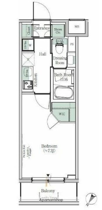 東京都江東区塩浜2丁目の賃貸マンションの間取り